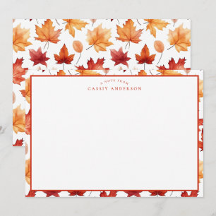 Carte De Correspondance Automne Feuilles Terracotta Brown Boho Motif