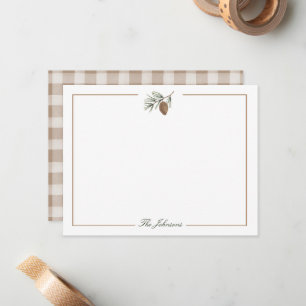 Carte De Correspondance Automne Rustique Pinecone Papier à lettres personn