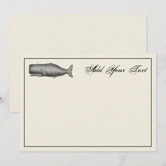 Carte de correspondance avec dessin de baleine du (Devant / Derrière)