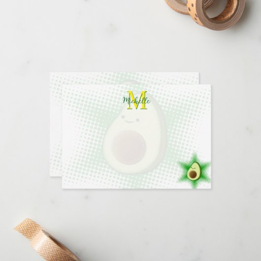 Carte De Correspondance Avocado Superstar Custom Monogram (Devant/Arrière en situation)