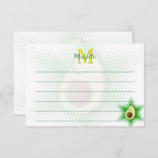 Carte De Correspondance Avocado Superstar Custom Monogram Lined (Devant / Derrière)