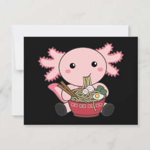 Carte De Correspondance Axolotl Nourriture Ramen Japonais Nourriture Kawai