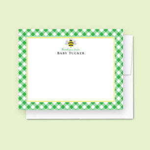 Carte De Correspondance Baby Bee Preppy En vichy Baby shower Merci