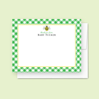 Carte De Correspondance Baby Bee Preppy En vichy Baby shower Merci
