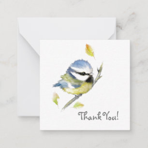 Carte De Correspondance Baby Blue tit Bird Thank You Note card