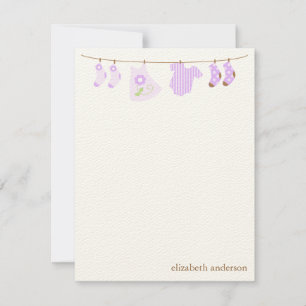 Carte De Correspondance Baby Clothesline Custom Flat Merci Notes