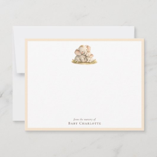 Carte De Correspondance Baby Elephant Nursery Note Card – Personalized (Devant)