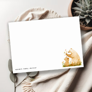 Carte De Correspondance Baby Maman Ours Floral Neutal Aquarelle Baby showe