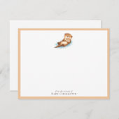 Carte De Correspondance Baby Otter Nursery Note Card – Personalized (Devant / Derrière)