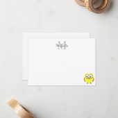 Carte De Correspondance Baby Owl Cartoon Monogram Personalized (Devant/Arrière en situation)