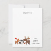 Carte De Correspondance Baby shower animal Woodland merci notes (Devant)