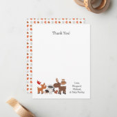 Carte De Correspondance Baby shower animal Woodland merci notes (Devant/Arrière en situation)