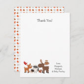 Carte De Correspondance Baby shower animal Woodland merci notes (Devant / Derrière)