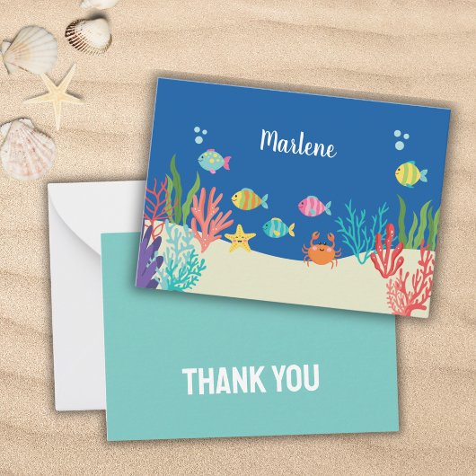 Carte De Correspondance Baby shower d'animaux marins merci