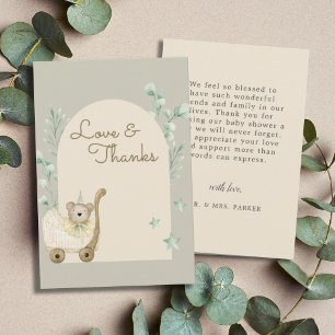 Carte De Correspondance Baby shower d'aquarelle Cute Cub Bear Merci