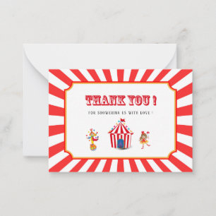Carte De Correspondance Baby shower d'aquarelle du cirque Carnaval