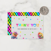 Carte De Correspondance Baby shower d'aquarelle Little Monster merci (Devant/Arrière en situation)