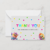 Carte De Correspondance Baby shower d'aquarelle Little Monster merci (Devant)