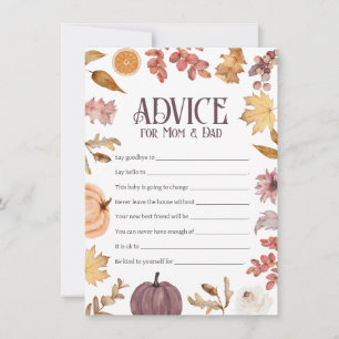 Carte De Correspondance Baby shower d'automne Conseils pour maman et papa