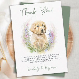 Carte De Correspondance Baby shower de Merci de taille de chien de chiot m