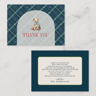 Carte De Correspondance Baby shower de Merci d'ours en peluche bleu marine