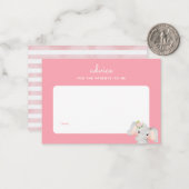 Carte De Correspondance Baby shower d'éléphant rose bébé Conseil parental (Devant/Arrière en situation)