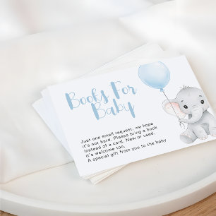 Carte De Correspondance Baby shower Eléphant Bleu Doux Demande