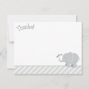 Carte De Correspondance Baby-Shower Éléphant Gris Moderne