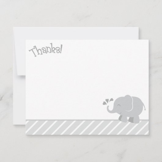 Carte De Correspondance Baby shower éléphant moderne gris et blanc (Devant)