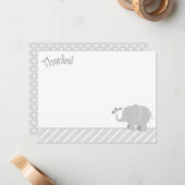 Carte De Correspondance Baby shower éléphant moderne gris et blanc (Devant/Arrière en situation)