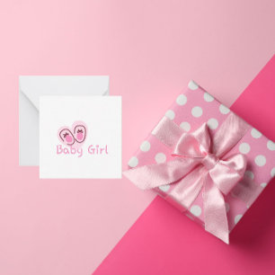 Carte De Correspondance Baby Shower Fille Rose Chaussures Bébé