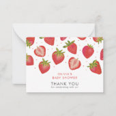 Carte De Correspondance Baby shower Filles fraises (Devant)