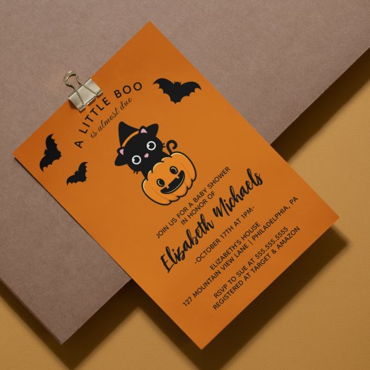 Carte De Correspondance Baby shower | Halloween Cute Cat Witch
