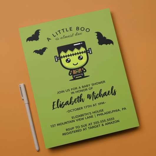 Carte De Correspondance Baby shower | Halloween Cute Frankenstein