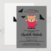 Carte De Correspondance Baby shower | Halloween Cute Lil' Bear Devil (Devant / Derrière)