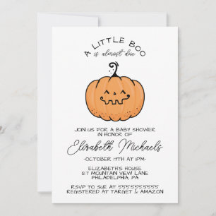 Carte De Correspondance Baby shower   Halloween Lil' Boo Citrouille
