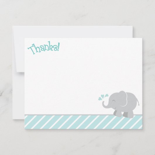 Carte De Correspondance Baby shower moderne Aqua et Grey Elephant Boy (Devant)