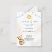 Carte De Correspondance Baby shower pour garçons d'ours et de soleil (Devant)