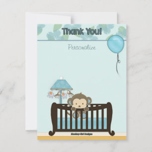 Carte De Correspondance Baby shower singe PLAT#1 Merci BLEU
