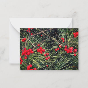Carte De Correspondance Baies Rouges Aiguilles de Pin Noël