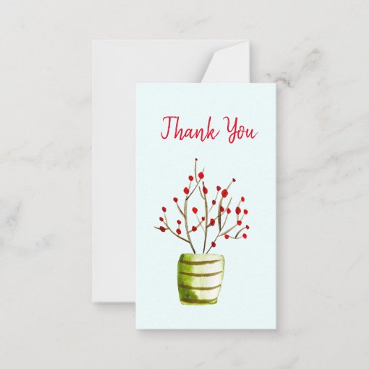 Carte De Correspondance Baies rouges aquarelle Noël (Devant)