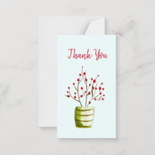 Carte De Correspondance Baies rouges aquarelle Noël
