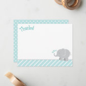 Carte De Correspondance Baignée de bébé éléphant gris aqua moderne (Devant/Arrière en situation)