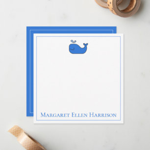 Carte De Correspondance Baleine bleue et blanche personnalisée de style ma