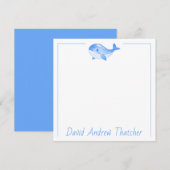 Carte De Correspondance Baleine bleue mignonne personnalisée (Devant / Derrière)