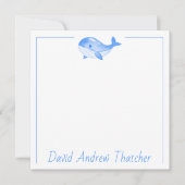 Carte De Correspondance Baleine bleue mignonne personnalisée (Devant)