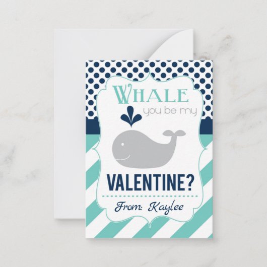 Carte De Correspondance Baleine Tu Es Ma Valentine (Devant)