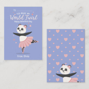 Carte De Correspondance Ballerina Panda Kids Valentine's Day Card