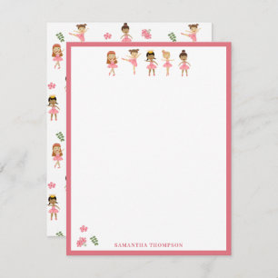 Carte De Correspondance Ballet Pink Ballerinas Motif dansant