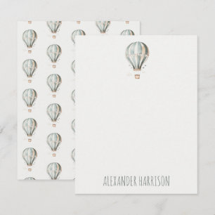 Carte De Correspondance Ballon à Air Chaud Vintage Bleu et Crème Enfants